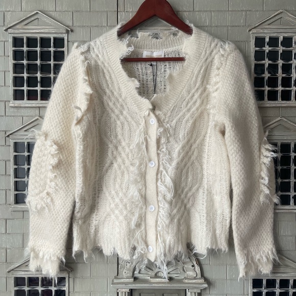 Shushu/Tong Women’s Off-White Distressed Patchwork Cardigan - Picture 5 of 16